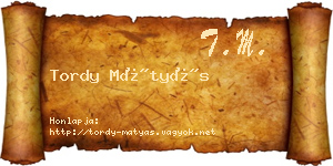 Tordy Mátyás névjegykártya