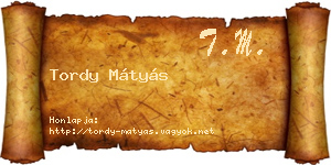 Tordy Mátyás névjegykártya